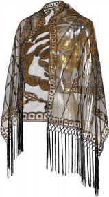 img 2 attached to Metme Women'S 1920S Sequin Deco Fringed Wedding Cape Shawl - Perfect For Vintage Prom!