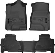 🌧️ husky liners weatherbeater series, front & 2nd seat floor liners - black, 99211, compatible with 2015-2020 chevrolet suburban/gmc yukon xl, 3-piece set logo