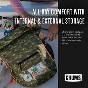 img 3 attached to Chums Storm Backpack LTD – Adjustable Hiking & Fishing Waterproof Roll Top Dry Bag (Fish Camo Green)