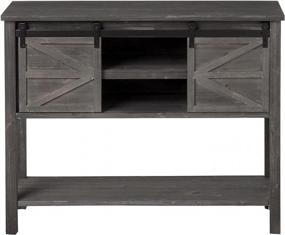 img 1 attached to EHemco Antique Farmhouse Console Table With Sliding Barn Doors And Bottom Storage Shelf, Gray