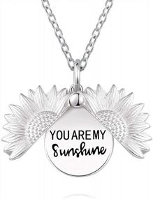 img 4 attached to Beautifully Crafted You Are My Sunshine Locket Necklace With Stamped Sunflower On Sterling Silver For Women And Teen Girls