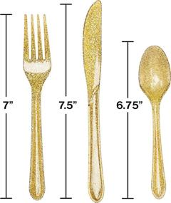 img 2 attached to Sparkle and Shine with Creative Converting ✨ 24-Piece Premium Plastic Assorted Cutlery in Glitz Gold Glitter