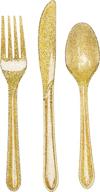 sparkle and shine with creative converting ✨ 24-piece premium plastic assorted cutlery in glitz gold glitter logo