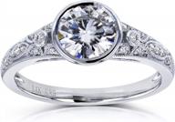 kobelli round moissanite bezel vintage style engagement ring 1 ctw in 14k white gold logo