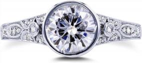 img 2 attached to Kobelli Round Moissanite Bezel Vintage Style Engagement Ring 1 CTW In 14K White Gold