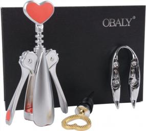 img 4 attached to Effortlessly Uncork Your Wine With OBALY Wing Corkscrew Opener Set With Foil Cutter And Stopper (Silver) - Pack Of 3