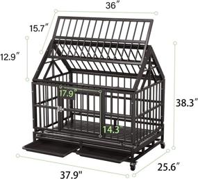 img 3 attached to Premium Heavy Duty Dog Cage Crate Kennel with Tear Resistant Square Tube and Four Wheels - Easy Installation for Large Dogs