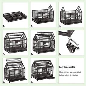 img 1 attached to Premium Heavy Duty Dog Cage Crate Kennel with Tear Resistant Square Tube and Four Wheels - Easy Installation for Large Dogs