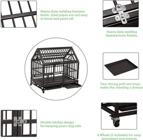 img 2 attached to Premium Heavy Duty Dog Cage Crate Kennel with Tear Resistant Square Tube and Four Wheels - Easy Installation for Large Dogs