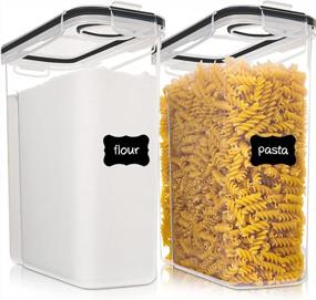 img 4 attached to BPA Free Plastic Airtight Cereal Storage Container Set - 213 Fl Oz Extra Large Containers, 2 Piece Dispensers With 24 Labels | Vtopmart