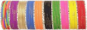 img 2 attached to SANARA Bollywood Style Multi-Colored Plain Churi Bangles for Women & Girls - Wedding Wear Bracelet Churi Set Jewelry