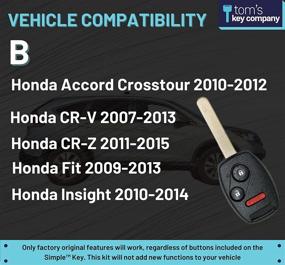 img 3 attached to 🔑 Compatible Key Fob with 3 Buttons for Honda Vehicles (Vehicle List B, Simple Key, and Remote Programmer)