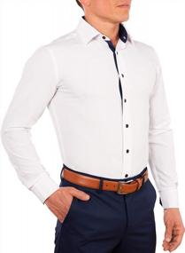 img 4 attached to Men'S Stretch Slim Fit Dress Shirt - Long Sleeve Button Up, Wrinkle Resistant, Perfect For Work Or Formal Occasions