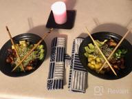 img 1 attached to 🍜 8-Piece Premium Ceramic XL Ramen Bowls Set: Dark Blue 60 oz Noodles Bowl with Stainless Steel Spoon, Chopsticks, and Reusable Beeswax Wrap Lids - Perfect for Asian, Chinese, Japanese, and Pho Soup review by Christopher Tillman