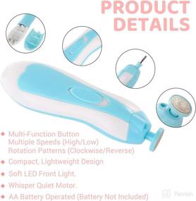 img 1 attached to 💙 Blue Electric Baby Nail File Set with Light and Nail Clippers - 6pc Nail Trimmer Electric Set for Newborns, Toddlers, and Kids for Polishing and Trimming Toes and Fingernails