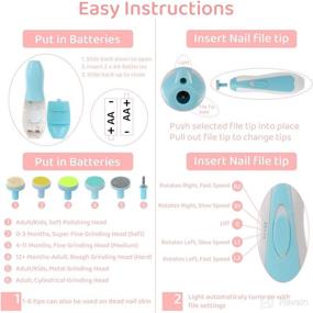img 3 attached to 💙 Blue Electric Baby Nail File Set with Light and Nail Clippers - 6pc Nail Trimmer Electric Set for Newborns, Toddlers, and Kids for Polishing and Trimming Toes and Fingernails