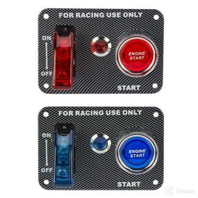 img 2 attached to 🚗 Jtron DC12V Racing Car Ignition Switch Panel - Carbon Fiber Rocker Switch + Engine Start Push Button, Red Indicator Light (Red)