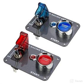 img 3 attached to 🚗 Jtron DC12V Racing Car Ignition Switch Panel - Carbon Fiber Rocker Switch + Engine Start Push Button, Red Indicator Light (Red)