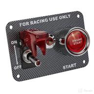 🚗 jtron dc12v racing car ignition switch panel - carbon fiber rocker switch + engine start push button, red indicator light (red) logo