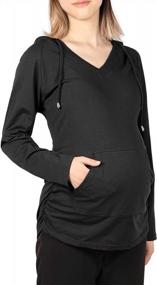 img 1 attached to Удобная и стильная толстовка с карманом и длинными рукавами для беременных от SUNNYBUY