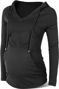 img 4 attached to Удобная и стильная толстовка с карманом и длинными рукавами для беременных от SUNNYBUY