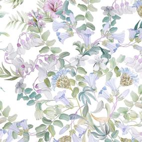img 1 attached to 🌸 Stylish Wake In Cloud Light Purple Floral Comforter Set: Lilac Flowers & Green Leaves Botanical Print on White, Luxurious Microfiber Bedding for Queen Size Bed (3pcs)