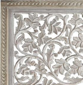 img 3 attached to Antique White Wooden Wall Panel With Elegant Cutout Sprig Pattern By Benjara