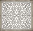 antique white wooden wall panel with elegant cutout sprig pattern by benjara logo