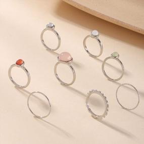 img 1 attached to Vintage Silver Stackable Rings: 7-19 Piece Star Moon Knuckle Ring Set For Women And Girls