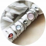 vintage silver stackable rings: 7-19 piece star moon knuckle ring set for women and girls логотип