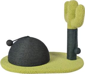 img 4 attached to 🌵 Indoor Cat Scratching Post: Cactus Cat Scratcher with Natural Sisal Rope Ball, Dangling Balls and Vertical Green Tree Design for Cats of all Sizes