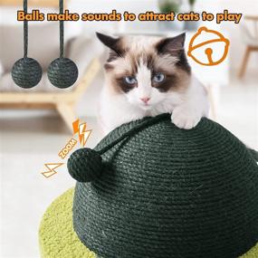 img 1 attached to 🌵 Indoor Cat Scratching Post: Cactus Cat Scratcher with Natural Sisal Rope Ball, Dangling Balls and Vertical Green Tree Design for Cats of all Sizes