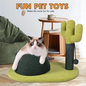 img 2 attached to 🌵 Indoor Cat Scratching Post: Cactus Cat Scratcher with Natural Sisal Rope Ball, Dangling Balls and Vertical Green Tree Design for Cats of all Sizes