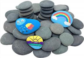 img 4 attached to 50 Count Black Flat & Smooth Kindness Rocks For Painting, Decoration, And Crafts - Hand Picked 1.5 To 2.7 Inch Medium & Small Rocks By Lifetop