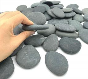 img 1 attached to 50 Count Black Flat & Smooth Kindness Rocks For Painting, Decoration, And Crafts - Hand Picked 1.5 To 2.7 Inch Medium & Small Rocks By Lifetop
