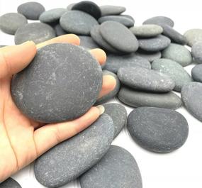 img 2 attached to 50 Count Black Flat & Smooth Kindness Rocks For Painting, Decoration, And Crafts - Hand Picked 1.5 To 2.7 Inch Medium & Small Rocks By Lifetop