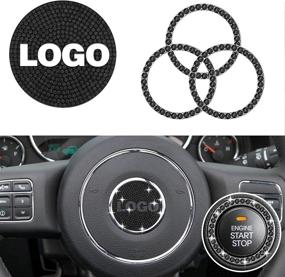 img 3 attached to YIXIN 4pcs Bling Steering Wheel Cover Trim Sticker 🚗 for Jeep Cherokee Compass Grand Cherokee Patriot Renegade Wrangler (4pcs-Black)