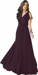 img 4 attached to Chic Sleeveless Bridesmaid Prom Gown: KOH KOH Women'S Elegant Long V-Neck Maxi Dress With Ruffle Detail