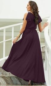 img 1 attached to Chic Sleeveless Bridesmaid Prom Gown: KOH KOH Women'S Elegant Long V-Neck Maxi Dress With Ruffle Detail