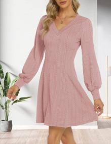 img 2 attached to Warm Up In Style: OYANUS Women'S V-Neck Long Sleeve Sweater Dress