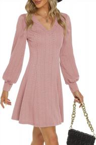 img 4 attached to Warm Up In Style: OYANUS Women'S V-Neck Long Sleeve Sweater Dress