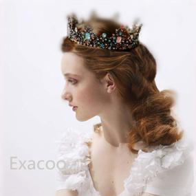 img 1 attached to Exacoo Baroque Vintage Queen Crown Tiara Headband For Women - Wedding Birthday Prom Pageant Hair Accessories