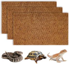img 4 attached to 🦎 BWOGUE Reptile Carpet - Natural Coconut Fiber Tortoise Lizard Mat, Pack of 3 - Pet Terrarium Liner for Lizards, Snakes, Chameleons, Geckos, Turtles - Reptile Bedding Mat, Essential Reptile Supplies