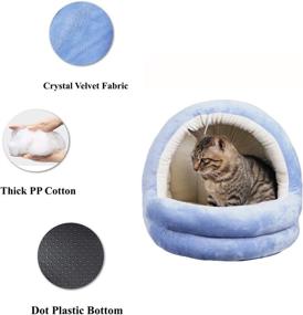 img 2 attached to 🐱 GAPZER Cat Bed Kitty Cave with Interactive Play Ball Machine Washable Cozy Puppy House - Anti-Slip Bottom & Removable Cushion for Indoor Cats or Small Dogs (Small, Blue)