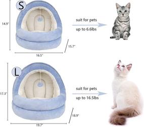 img 3 attached to 🐱 GAPZER Cat Bed Kitty Cave with Interactive Play Ball Machine Washable Cozy Puppy House - Anti-Slip Bottom & Removable Cushion for Indoor Cats or Small Dogs (Small, Blue)