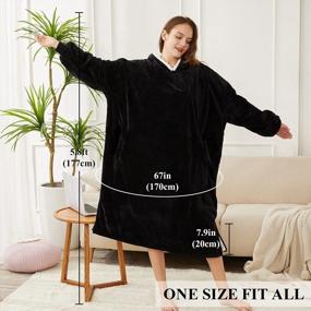 img 2 attached to LetsFunny Oversized Blanket Sweatshirt Hoodie With Pocket, Sherpa Fleecehug Wearable Blanket For Adult Women Men Teens, Super Warm Cozy One Size Fits All (Black)