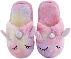 img 2 attached to 🌈 Rainbow Memory Boys' Slippers - Fluffy 13 5 14 Shoes