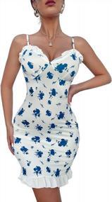 img 4 attached to Floral Charm: WDIRARA Women'S Bodycon Mini Dress With Ruffle Hem And Cami Design