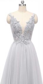 img 1 attached to Elegant Tulle V Neck Prom Dress With Flower Print - Perfect For Evening Gowns!