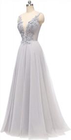 img 2 attached to Elegant Tulle V Neck Prom Dress With Flower Print - Perfect For Evening Gowns!